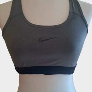 Nike Size Large Womens Charcoal and Black Sports Bra With Logo On Front